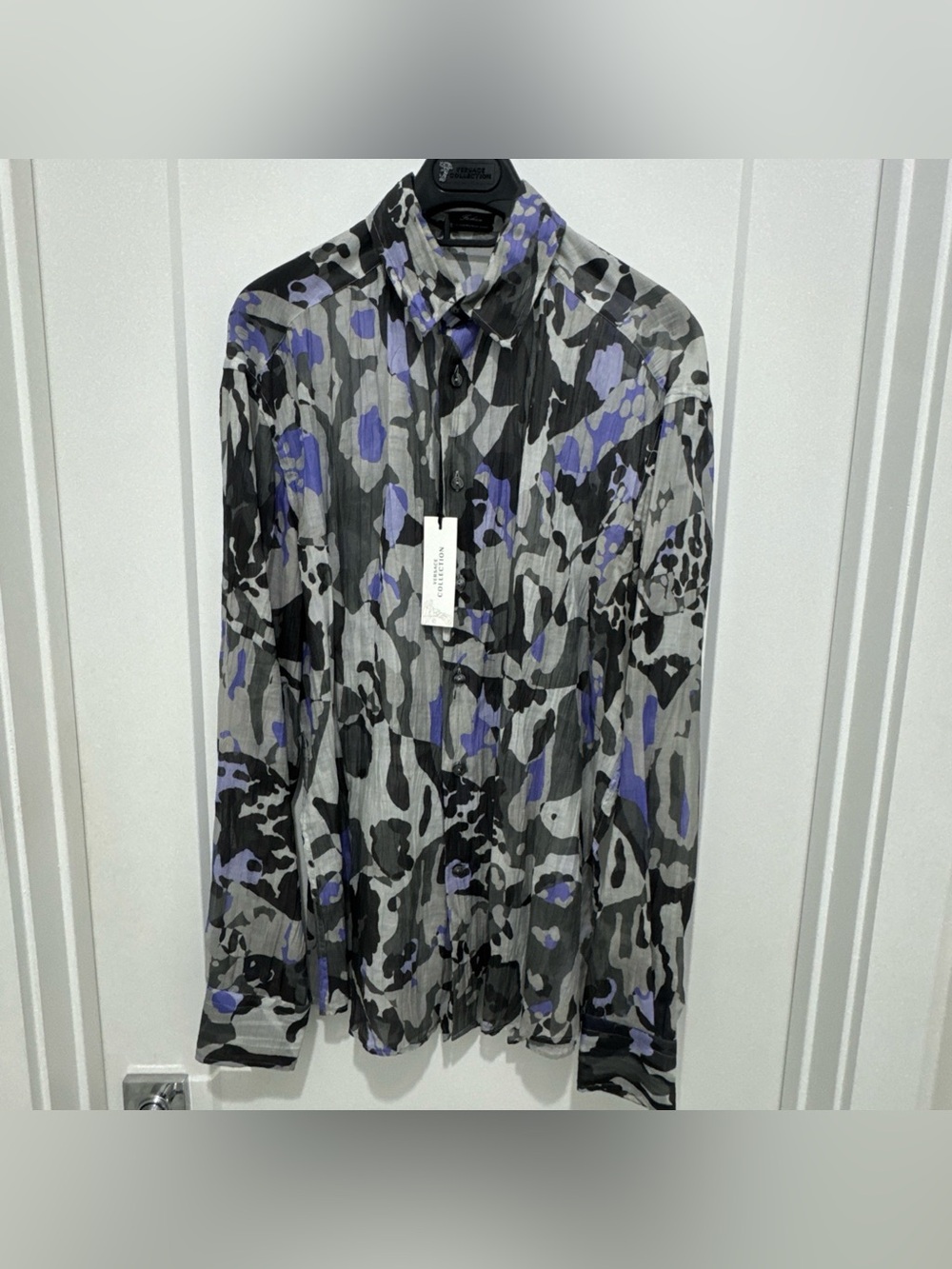 Versace Collection Men’s Camo Print Button-Up Shirt Size 40 IT New With Tags